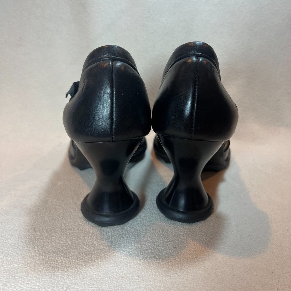 John Fluevog Mini Bebe Leather Peep Toe Heels - Women's Size 10.5 (10) - Picture 4 of 9